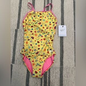Dolfin Uglies Youth Girls Size 14 Smile  Print One Piece Swimsuit Brand NEW